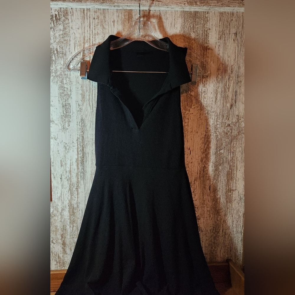 SHEIN Elegant Black Collared Mini Dress